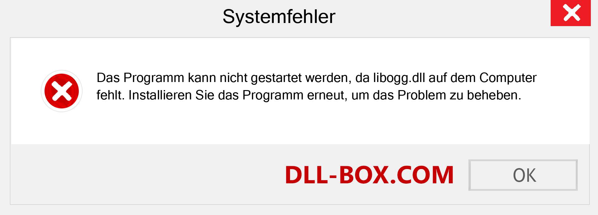 libogg.dll-Datei fehlt?. Download für Windows 7, 8, 10 - Fix libogg dll Missing Error unter Windows, Fotos, Bildern